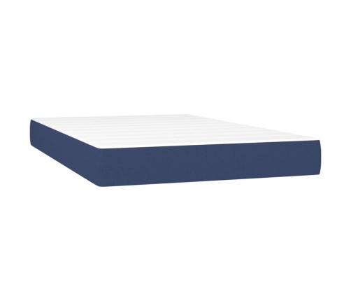 vidaXL Cama box spring con colchón y LED tela azul 120x200 cm