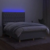 Cama box spring colchón y luces LED tela gris claro 140x190 cm