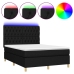 Cama box spring colchón y luces LED tela negro 140x200 cm