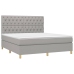 Cama box spring colchón y luces LED tela gris claro 160x200 cm