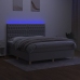 Cama box spring colchón y luces LED tela gris claro 160x200 cm