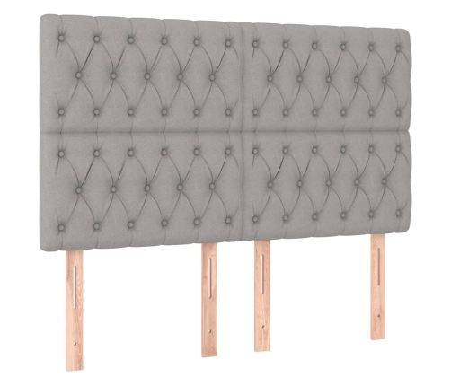 Cama box spring colchón y luces LED tela gris claro 160x200 cm