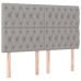 Cama box spring colchón y luces LED tela gris claro 160x200 cm