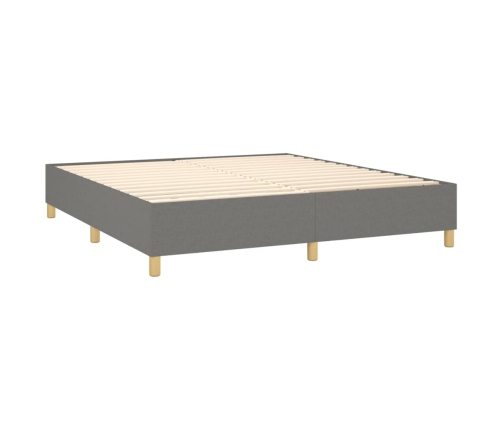 vidaXL Cama box spring colchón y luces LED tela gris oscuro 160x200 cm