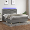 vidaXL Cama box spring colchón y luces LED tela gris oscuro 160x200 cm