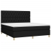 Cama box spring colchón y luces LED tela negro 160x200 cm