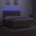 Cama box spring colchón y luces LED tela gris taupe 180x200 cm