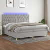 Cama box spring con colchón tela y LED gris claro 200x200 cm