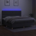 Cama box spring colchón y luces LED tela gris claro 200x200 cm