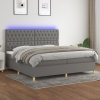 Cama box spring colchón y luces LED tela gris claro 200x200 cm