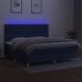 Cama box spring colchón y luces LED tela azul 200x200 cm