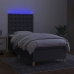 Cama box spring colchón y luces LED tela gris oscuro 80x200 cm