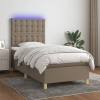 Cama box spring colchón y luces LED gris taupe 80x200 cm