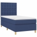 Cama box spring colchón y luces LED tela azul 90x190 cm