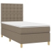 Cama box spring colchón y luces LED tela gris taupe 100x200 cm