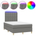 Cama box spring con colchón y LED tela gris oscuro 120x200 cm