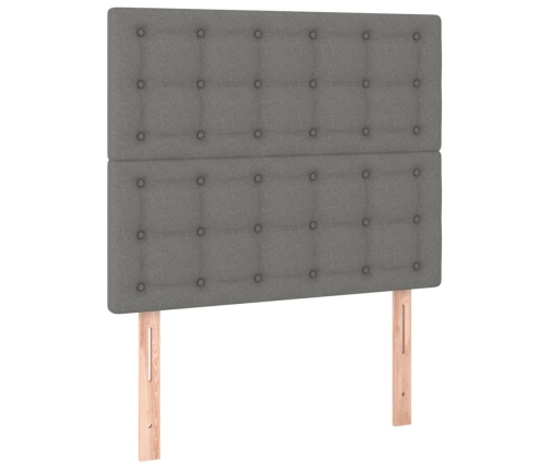 Cama box spring con colchón y LED tela gris oscuro 120x200 cm