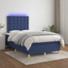 Cama box spring con colchón y LED tela azul 120x200 cm