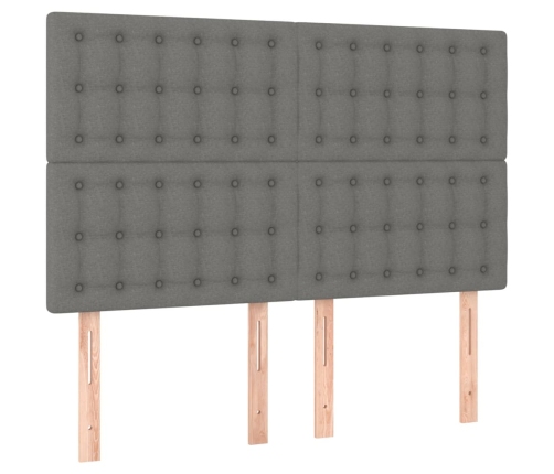 Cama box spring colchón y luces LED tela gris oscuro 140x190 cm