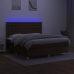 Cama box spring colchón luces LED tela marrón oscuro 160x200cm