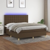 Cama box spring colchón luces LED tela marrón oscuro 160x200cm