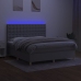 Cama box spring colchón y luces LED tela gris claro 180x200 cm