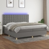 Cama box spring colchón y luces LED tela gris claro 200x200 cm