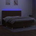 Cama box spring colchón luces LED tela marrón oscuro 200x200 cm