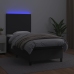 Cama box spring y colchón LED cuero sintético negro 80x200 cm