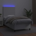 Cama box spring y colchón LED cuero sintético blanco 80x200 cm