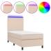 Cama box spring colchón LED cuero sintético capuchino 80x200 cm