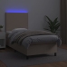 Cama box spring colchón LED cuero sintético capuchino 80x200 cm