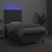 vidaXL Cama box spring y colchón LED cuero sintético gris 90x200 cm