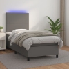 vidaXL Cama box spring y colchón LED cuero sintético gris 90x200 cm