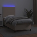Cama box spring colchón LED cuero sintético capuchino 90x200 cm