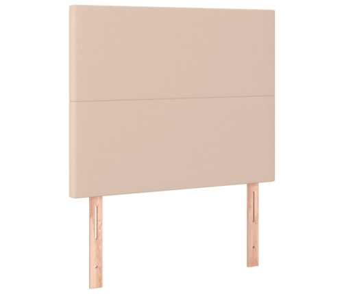 Cama box spring colchón LED cuero sintético capuchino 90x200 cm