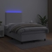 Cama box spring colchón y LED cuero sintético blanco 120x200 cm