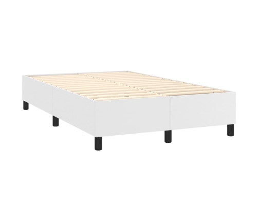 Cama box spring colchón y LED cuero sintético blanco 120x200 cm