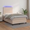 Cama box spring colchón LED cuero sintético capuchino 120x200cm