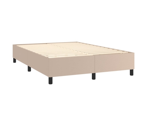 vidaXL Cama box spring colchón LED cuero sintético capuchino 140x190cm