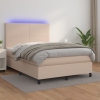 vidaXL Cama box spring colchón LED cuero sintético capuchino 140x190cm