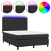 Cama box spring colchón y LED cuero sintético negro 140x200 cm