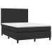 Cama box spring colchón y LED cuero sintético negro 140x200 cm