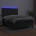 Cama box spring colchón y LED cuero sintético negro 140x200 cm