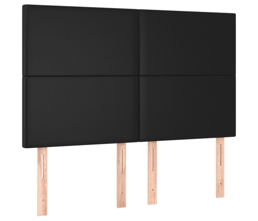 Cama box spring colchón y LED cuero sintético negro 140x200 cm