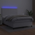 Cama box spring colchón y LED cuero sintético blanco 140x200 cm