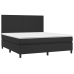 Cama box spring colchón y LED cuero sintético negro 160x200 cm