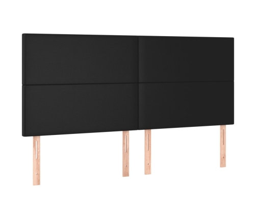 Cama box spring colchón y LED cuero sintético negro 160x200 cm