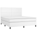 Cama box spring colchón y LED cuero sintético blanco 180x200 cm