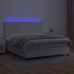 Cama box spring colchón y LED cuero sintético blanco 180x200 cm